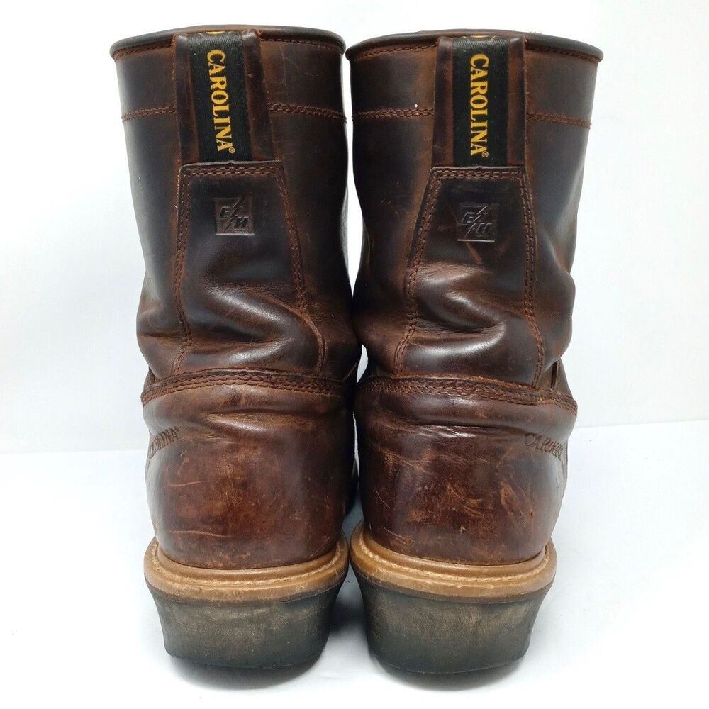 Carolina Brown Leather Work Boots Mens 12D Safety Toe EH Waterproof - Picture 7 of 12